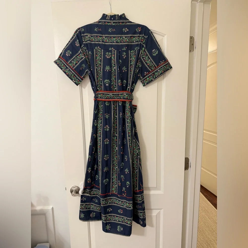 NWT- Entro navy multi floral print cotton maxi shirt dress size M - Picture 8 of 8